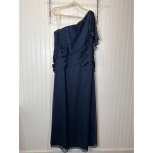Jade by Jasmine Black Ruffle One Shoulder Maxi Dress Holiday Wedding Size 16